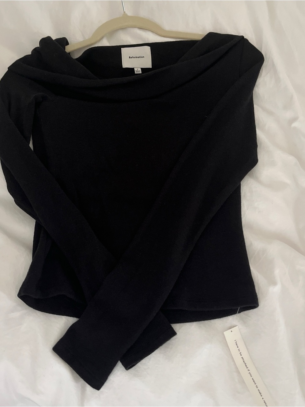 Elio Reformation Black Off-Shoulder Knit Sweater